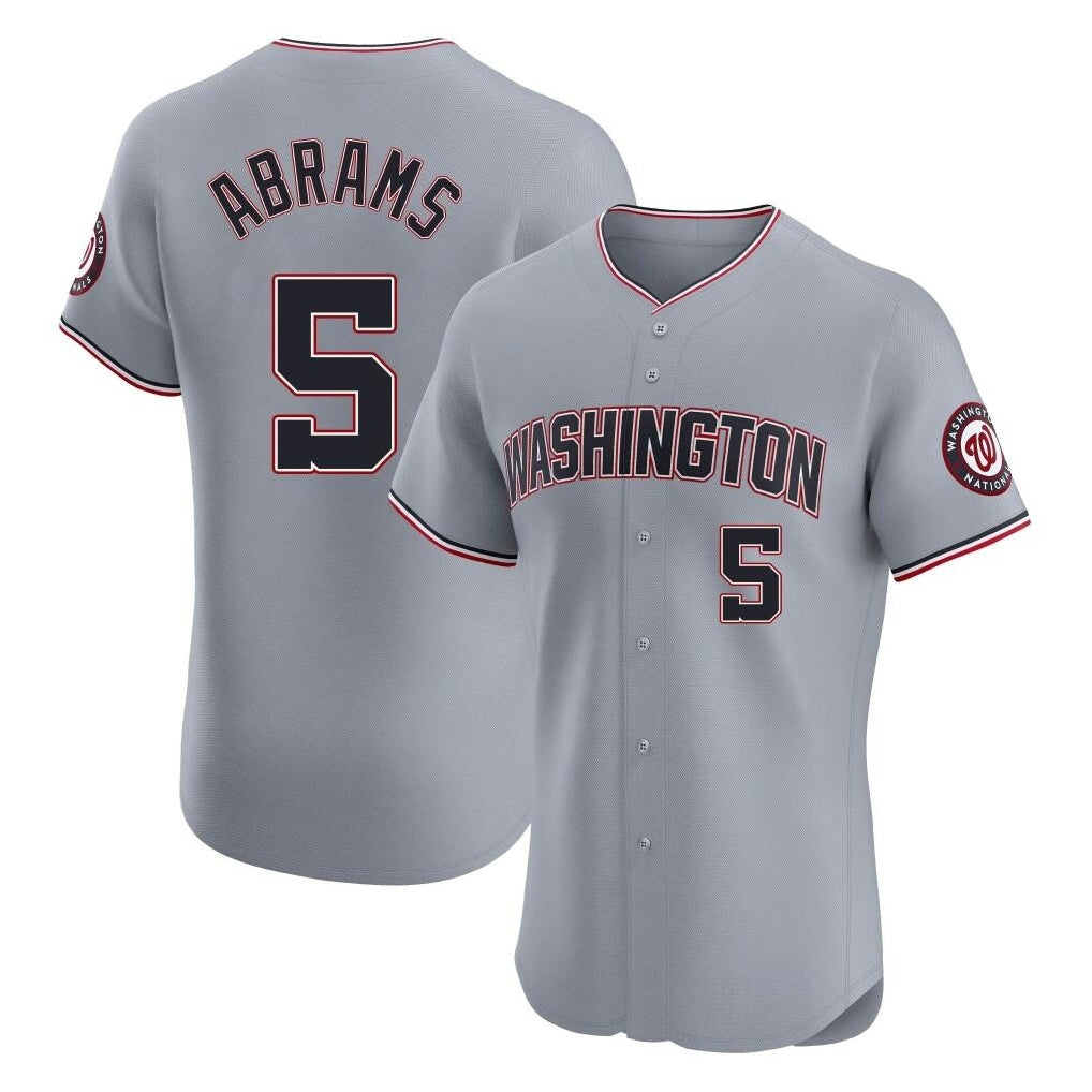 Choea W.Nationals #5 CJ Abrams Player Gray Elite Road Replica Stitched Jerseys