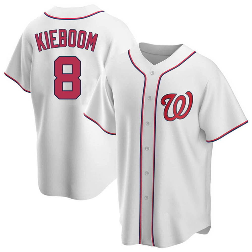 Choea W.Nationals #8 Carter Kieboom Player White Home Replica Game Stitched Jerseys