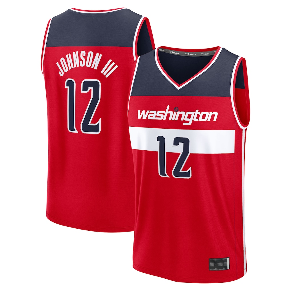 Choea W.Wizards #12 Tre Johnson III Red 2025  Draft First Round Pick Fast Break Replica Jerseys - Icon Edition