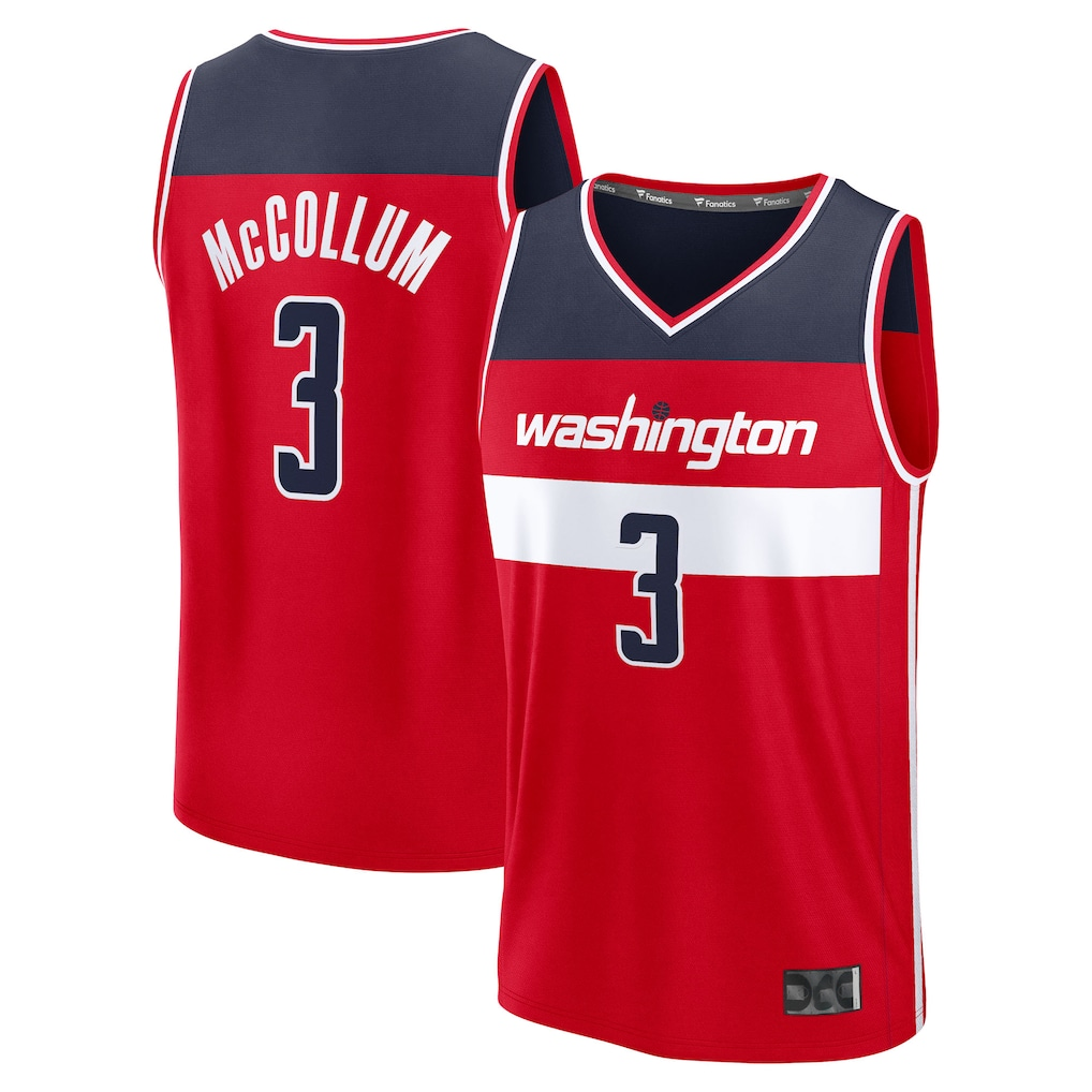 Choea W.Wizards #3 CJ McCollum Red Fast Break Replica Player Jerseys - Icon Edition
