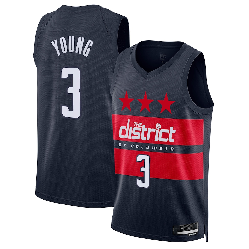 Choea W.Wizards #3 Trae Young Navy Swingman Jerseys - Statement Edition