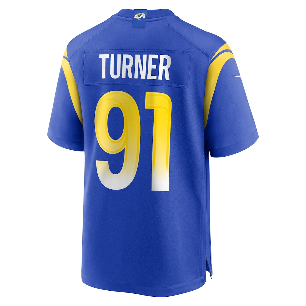 Choea LA.Rams #91 Kobie Turner Royal Home Game Jersey