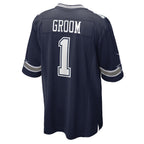 Choea D.Cowboys #1 Groom Navy Game Jersey