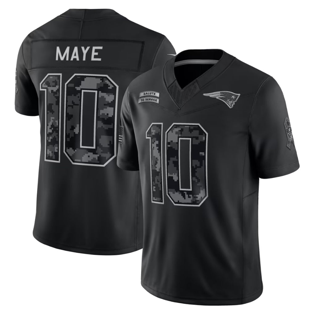Choea NE.Patriots #10 Drake Maye Player Black Limited 2026 Salute to Service Home Game Stitched Jerseys