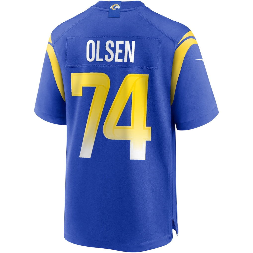 Choea LA.Rams #74 Merlin Olsen Royal Game Retired Player Jersey