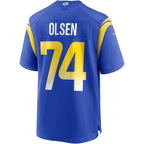 Choea LA.Rams #74 Merlin Olsen Royal Game Retired Player Jersey
