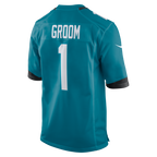 Choea J.Jaguars #1 Groom Teal Game Jersey