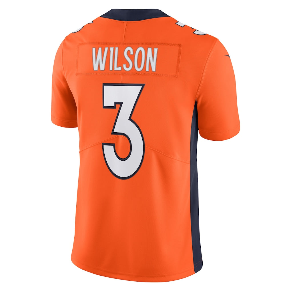 Choea D.Broncos #3 Russell Wilson Orange Team Vapor Limited Jersey