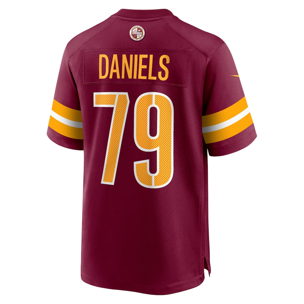 Choea W.Commanders #79 Braeden Daniels Burgundy Team Game Jersey