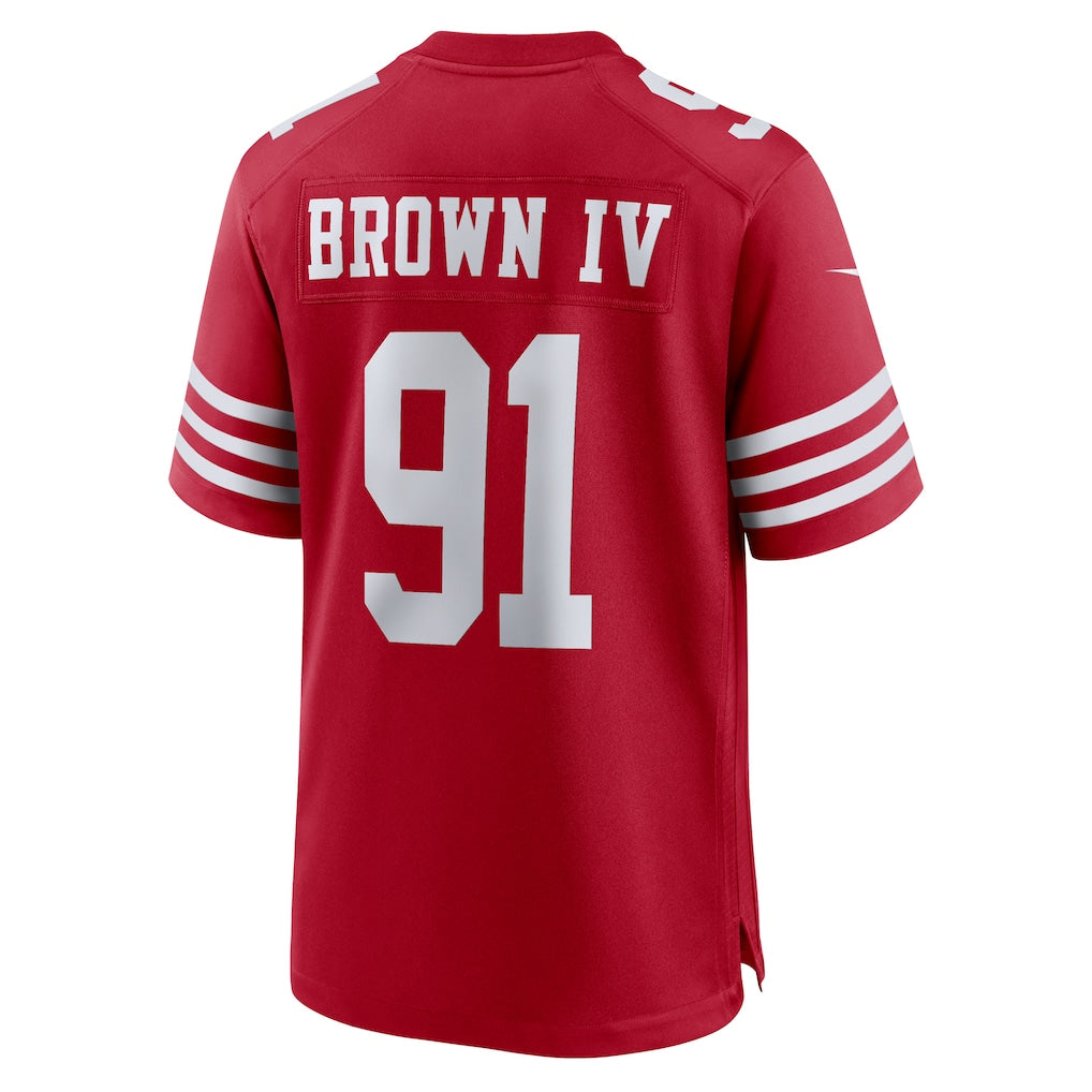 Choea SF.49ers #91 Earnest Brown IV Scarlet Team Game Jersey