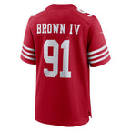 Choea SF.49ers #91 Earnest Brown IV Scarlet Team Game Jersey