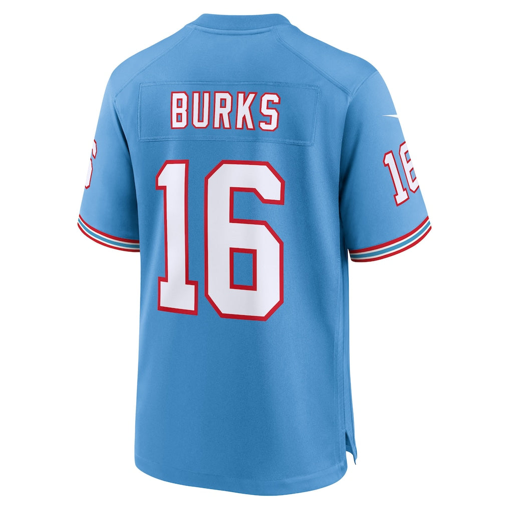 Choea T.Titans #16 Treylon Burks Light Blue Oilers Throwback Alternate Game Player Jersey