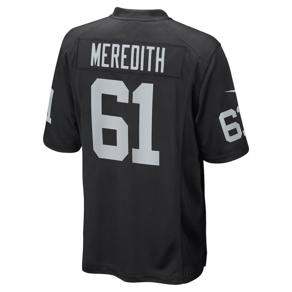 Choea LV.Raiders #61 Jordan Meredith Black Game Player Jersey