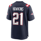 Choea NE.Patriots #21 Jaylinn Hawkins Navy Game Retired Player Jersey