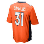 Choea D.Broncos #31 Justin Simmons Orange Game Jersey