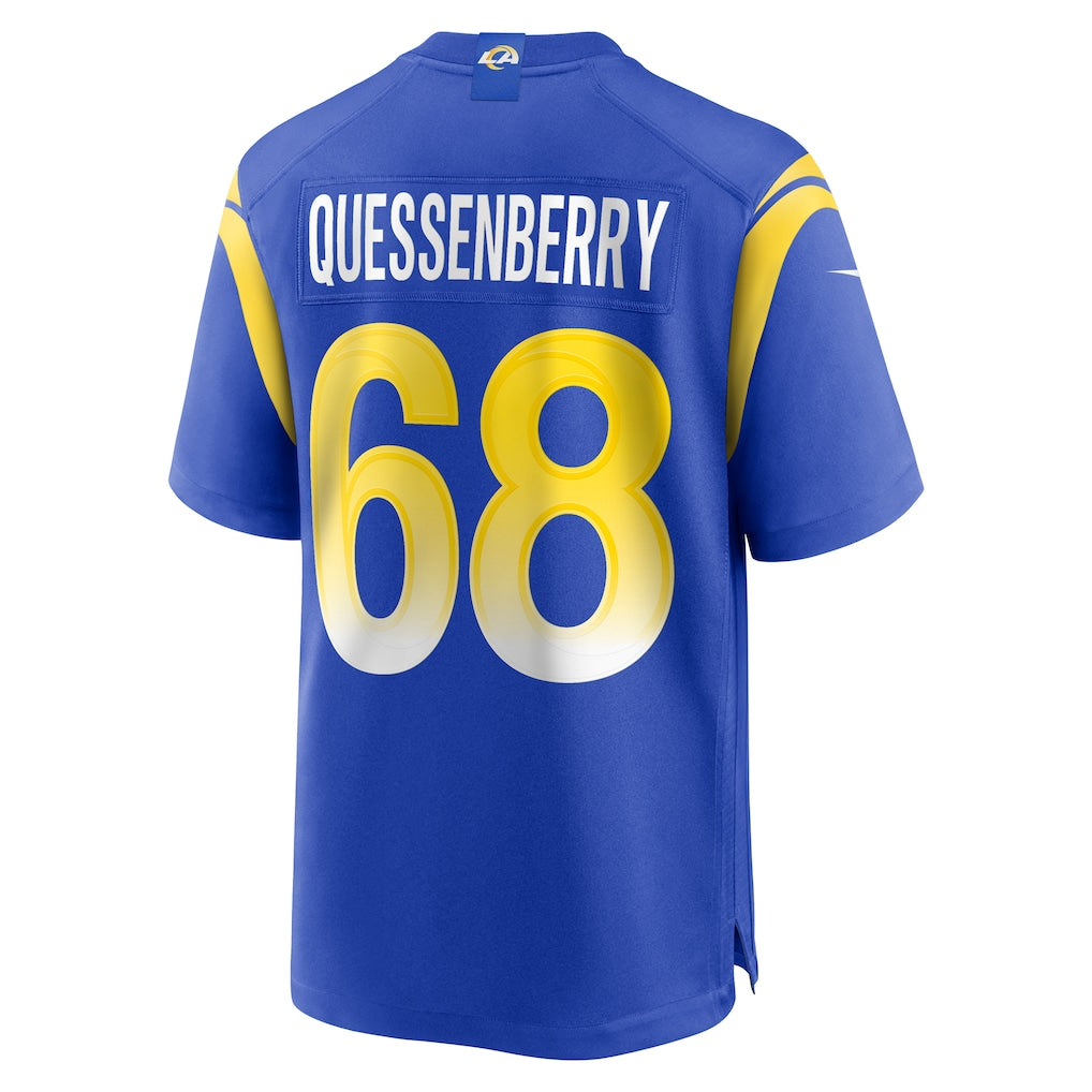 Choea LA.Rams #68 David Quessenberry Royal Team Game Jersey