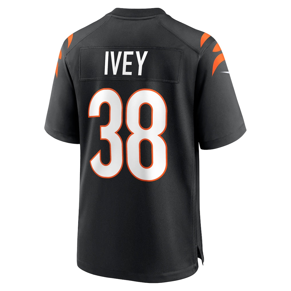 Choea C.Bengals #38 DJ Ivey Black Team Game Jersey