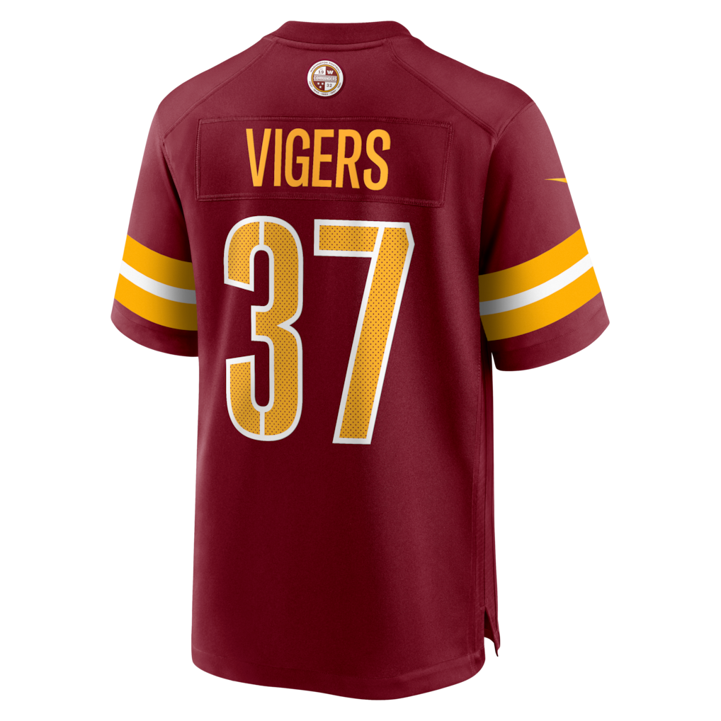Choea W.Commanders #37 Car'lin Vigers Burgundy Team Game Jersey