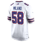 Choea B.Bills #58 Matt Milano White Away Game Player Jersey