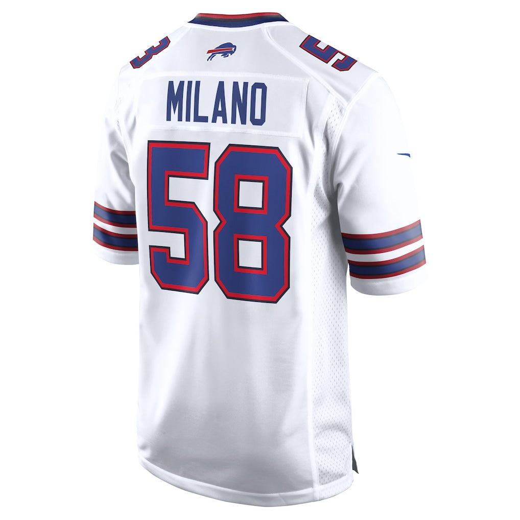 Choea B.Bills #58 Matt Milano White Away Game Player Jersey