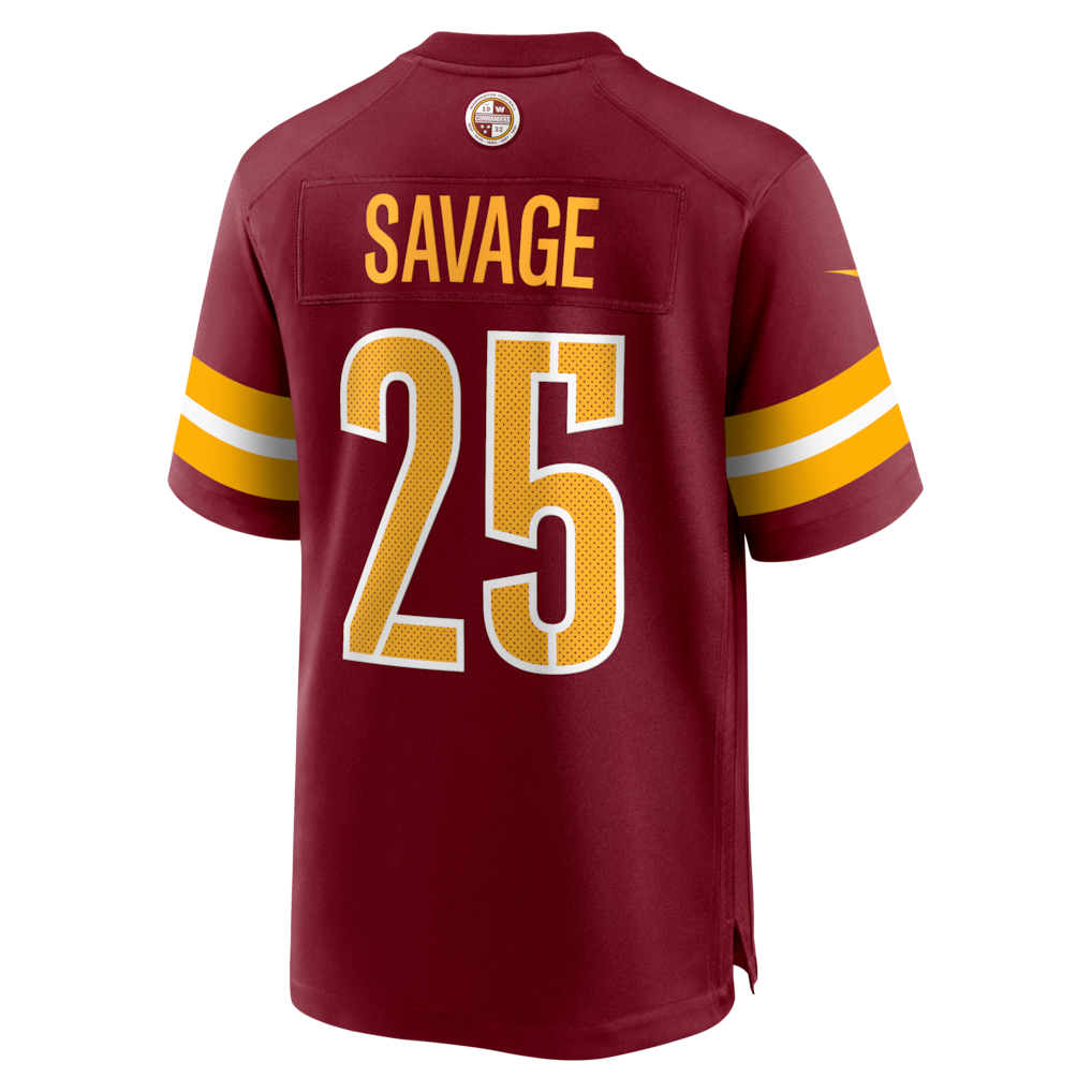 Choea W.Commanders #25 Darnell Savage Burgundy Team Game Jersey