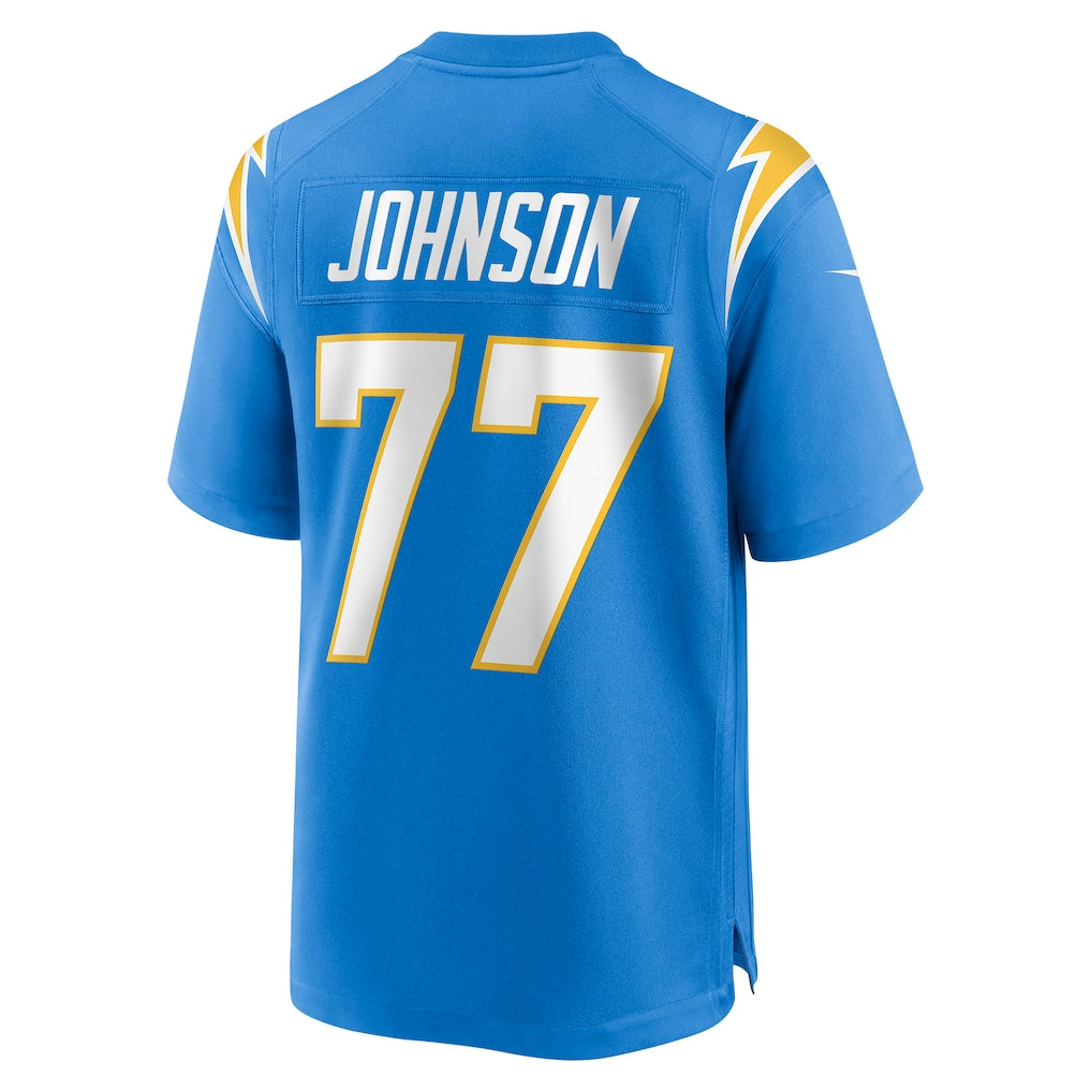 Choea LA.Chargers #77 Zion Johnson Powder Blue Player Game Jersey
