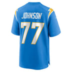 Choea LA.Chargers #77 Zion Johnson Powder Blue Player Game Jersey