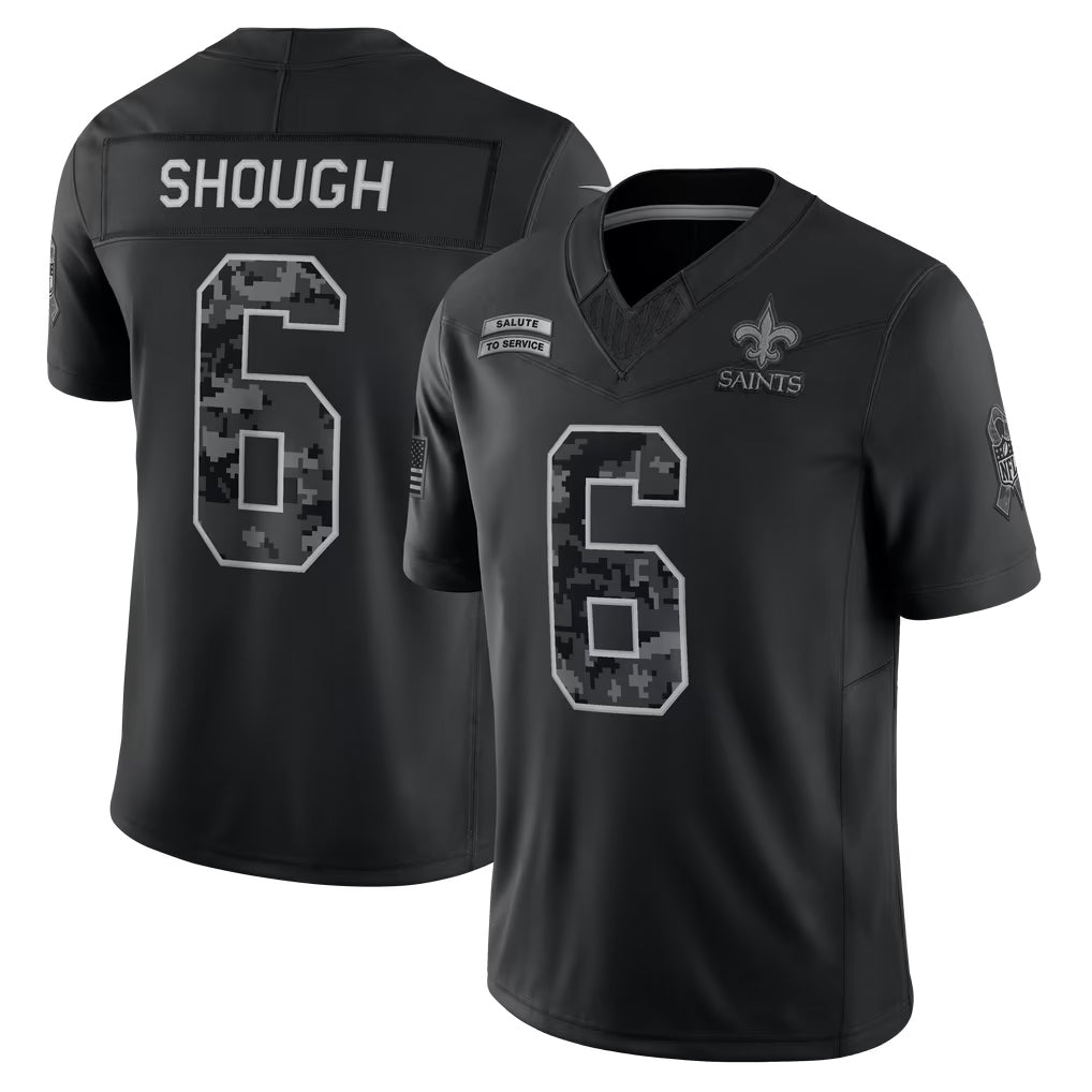 Choea NO.Saints #6 Tyler Shough Player Black Limited 2026 Salute to Service Home Game Stitched Jerseys