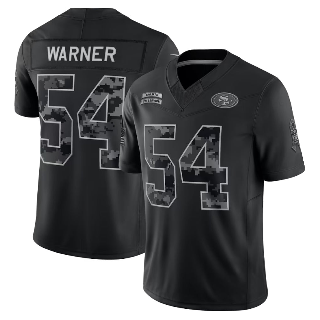 Choea SF.49ers #54 Fred Warner Player Black Limited 2026 Salute to Service Home Game Stitched Jerseys