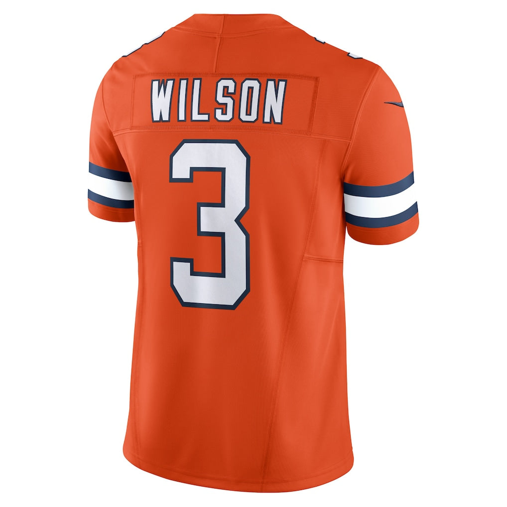 Choea D.Broncos #3 Russell Wilson Orange Vapor F.U.S.E. Limited Jersey
