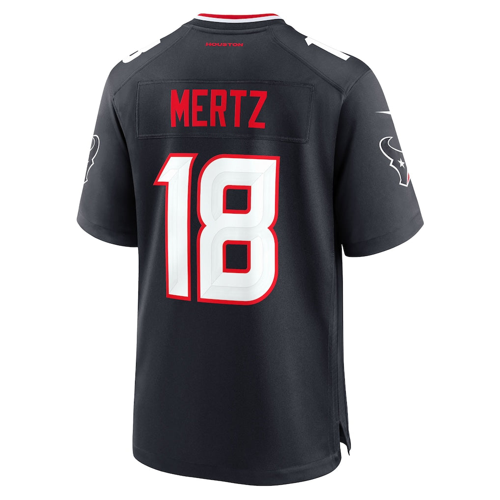 Choea H.Texans #18 Graham Mertz Navy Team Game Jersey