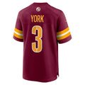Choea W.Commanders #3 Cade York Burgundy Game Jersey